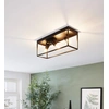 Image de EGLO Plafonnier Silentina, plafonnier 3 feux, industriel en acier, lampe de salon en noir, lampe de cuisine, plafonnier d'entrée avec douille E27