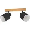 Image de EGLO Plafonnier Batallas, plafonnier, spot de plafond en bois, textile, métal, lampe de salon en naturel, noir, blanc, lampe de chambre, E27