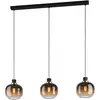 Image de Oilella Lustre Contemporain 3 Lumières Acier Noir Et Diffuseur Laiton Brun