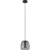 Image de Suspension - 19 x 110 cm - 1 flamme - noir - acier - verre fumé - fil de fer tressé