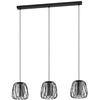 Image de Suspension - Noir - 89 x 110 cm - Acier - Verre fumé - Fil de fer tressé- 3 flammes