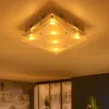 Image de Plafonnier Acier Brossé Plafonnier Led Verre Satiné Lampe De Salon 6 Ampoules, Métal, 6x 3w 6x 210lm Blanc Chaud, Lxh 30x8 Cm