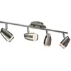 Image de Plafonnier Plafonnier Spot Bande Lumineuse Salon, Spots 4 Flammes Mobiles, Acier Chromé Clair, 4x Led 4w 320lm 3000k, Lxlxh 58x8x15,5cm