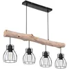 Image de Design Plafond Suspendu Luminaire Poutres En Bois Pendule Spot Salle À Manger Rétro Treillis Lampe Globo 15326-4n