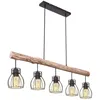 Image de Lampe Suspendue Au Plafond Rétro Avec Poutre En Bois, Éclairage De Salon Avec Grille, Luminaire Suspendu Globo 15326-5n