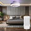 Image de Ventilateur De Plafond Avec Télécommande Plafonnier Ventilateur Refroidisseur De Lumière De Salon, Métal Noir Aspect Bois, Minuterie Cct, Led, D 46 Cm