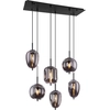 Image de Suspension Lampe à suspendre Salon 6 flammes verre fumé métal 15345-6