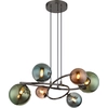 Image de Suspension LED, gris mat, boules de verre multicolores, H 120 cm