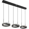 Image de Lampe LED suspendue, aluminium gris, cristaux, 3 flammes, H 150 cm