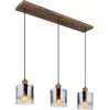 Image de Suspension, bois, verre fumé, L 100 cm