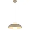 Image de Suspension Globo Lighting, abat-jour en métal beige mat, verre opale, câble en tissu blanc, hauteur réglable, diamètre : 380 mm, hauteur : 1200 mm, dimensions du cylindre : diamètre : 11 cm, hauteur : 20 cm, ampoule non incluse (1 x E27, 60W, 230V)