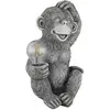 Image de Lampe solaire à LED, singe avec ampoule, gris, H 27,5 cm