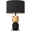 Image de Lampe de table - Jaune d'or - Noir - Métal - Abat-jour en tissu - H 49 cm