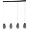 Image de Luminaire suspendu - Noir - 95 x 110 cm - Métal - Laiton - Verre fumé - 4 lumières