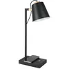 Image de Lampe de table LACEY-QI acier noir, crème LED 5,5W 3000K L:24cm L:13.5cm H:50cm avec Touchdimmer et QI Charger