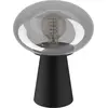 Image de Lampe de table MADONNINA acier noir, verre gris vaporisé E27 1X40W H:32.5cm Ø25cm avec interrupteur à câble