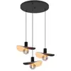 Image de Suspension noire Saceda avec détails dorés, 3 lumières