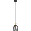 Image de Lampe suspendue EGLO Empoli, suspension à 1 ampoule pour table de salle à manger, lampe de salle à manger rétro en métal noir et laiton, suspension avec douille E27