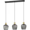 Image de Lampe suspendue EGLO Empoli, suspension à 3 ampoules pour table à manger, lampe de salle à manger rétro en métal noir et laiton, suspension avec douille E27