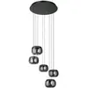 Image de Suspension LED EGLO Cluster Hortunas, luminaire suspendu 5 lumières, idéal pour un escalier, lampe de plafond à intensité variable, lampe de salle à manger noire avec abat-jour en verre dépoli, lumière blanc chaud