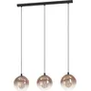 Image de Suspension - 76,5 x 110 cm - 3 lumières - Couleur cuivre - Noir - Verre - Acier