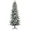 Image de Sapin De Noël Enneigé Vert Et Blanc 210 Cm Avec 784 Branches Ignifugées Et Structure Acier, Arbre Hivernal Réaliste Pour Salon