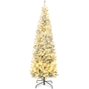 Image de Sapin De Noël Étroit Vert 210 Cm Avec Led Bicolores 11 Modes Et 687 Branches, Grand Arbre Lumineux Connecté Pour Salon Intérieur