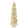 Image de Sapin De Noël Étroit Vert 225 Cm Avec Led Bicolores 11 Modes, Minuterie Et 800 Branches, Grand Arbre Lumineux Pour Intérieur