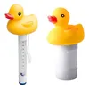 Image de Distributeur De Piscine Flottant En Forme De Canard De Dessin Animé, Kit De Thermomètre, Nettoyage De Piscines Portables Pour Piscines De Jardin Intérieures Et Extérieures, Distributeur De Pis