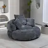 Image de MODFU Fauteuil Pouf - Fauteuil Cocooning 1 Place avec Assise Large et Dossier Haut, 3 Coussins Inclus, Chenille Douce, Gris, 108x108x52 cm