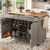 Image de MODFU Îlot de Cuisine Multifonction - Meuble Mobile avec Espace de Rangement, Gris