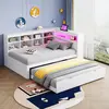 Image de OKWISH Lit Banquette Bois 90x200 cm avec Lit Tiroir et Rangement Intégré, Étagères et Prise USB, Fonctionnel et Pratique - Blanc