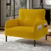 Image de MODFU Fauteuil - Tissu Velours Côtelé Avec Accoudoirs et Poches Latérales Jaune
