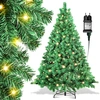 Image de Jopassy Sapin de Noël artificiel avec éclairage LED Sapin pour décoration de Noël, en PE et PVC,150cm y compris 550 pointes d'aiguilles en PVC,200 lumières LED blanc chaud