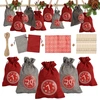 Image de Yakimz 24 Calendriers de l'Avent à remplir, Calendrier de l'Avent Sacs en tissu avec 1-24 sacs en toile de jute,Rouge/Gris