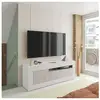 Image de Abitare - Meuble Tv 139x42x53 Cm Blanc Mat Et Blanc Antique Avec 2 Portes Et 1 Étagère   Milan