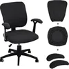 Image de Ensemble De 4 Housses De Chaise De Bureau Universelles Et Extensibles Pour Ordinateur, Comprenant Un Siège, Des Accoudoirs Et Un Dossier Pivotant (noir).