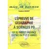 Image de L'Epreuve De Geographie A Science Po. Iep De Paris Et Province, Entree En 1ere Et 2eme Annee en occasion ou reconditionné