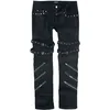 Image de Jean Gothic de Gothicana by EMP - Jared - Jean Noir Avec Bouclesm Zips & Clous - W30L32 à W40L34 - pour Homme - noir W34L32