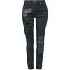 Image de Jean de Rock Rebel by EMP - Skarlett - Jean Avec Imprimés & Déchirures - W26L32 à W31L34 - pour Femme - noir W29L32