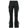 Image de Pantalon en toile Gothic de Gothicana by EMP - Grace - Pantalon avec crânes & laçages - W27L30 à W31L32 - pour Femme - noir W31L32