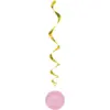 Image de 3 Suspensions Roses & Dorées- Baby Shower Fille