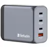Image de Chargeur secteur 4 ports Verbatim - 1x USB-A et 3x USB-C Quick Charge Power Delivery 200W - Noir