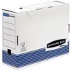 Image de Boîte archives carton Bankersbox - pour format A4 -210 x 297 mm - H. 265 mm x l. 111 mm x P. 327 mm - Blanc / Bleu - 100 % recyclable - Montage automatique - Lot de 10