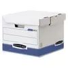 Image de Caisse archives carton Bankersbox - pour format A4 - Blanc / Bleu - Montage automatique - lot de 10