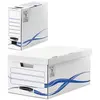 Image de Pack archivage carton : lot de 1 caisse archives maxi + 6 boîtes dos 8 cm - pour format A4 - 210 x 297 mm - H. 23 cm x l. 52 cm x P. 35 cm - blanc / bleu - montage automatique - paquet 7 unités