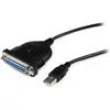 Image de StarTech.com Câble Adaptateur de 1.80m USB vers 1 Port Parallèle DB25 pour Imprimante, Noir, DB-25, USB A, 1,9 m, 100 g, 1900 mm ICUSB1284D25