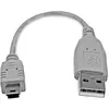 Image de StarTech.com Câble Mini USB 2.0 15 cm - USB A vers mini USB B, 0,152 m, USB A, Mini-USB B, USB 2.0, Mâle/Mâle, Gris USB2HABM6IN