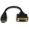 Image de StarTech.com Câble adaptateur vidéo HDMI vers DVI-D de 20 cm - HDMI mâle vers DVI femelle, 0,2 m, HDMI, DVI-D, Mâle, Mâle, Droit HDDVIMF8IN