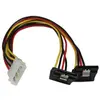 Image de StarTech.com Câble répartiteur d'alimentation en Y LP4 vers 2 SATA à angle droit et verrouillage 30 cm - LP4 4 broches vers deux SATA, 0,3048 m, Molex